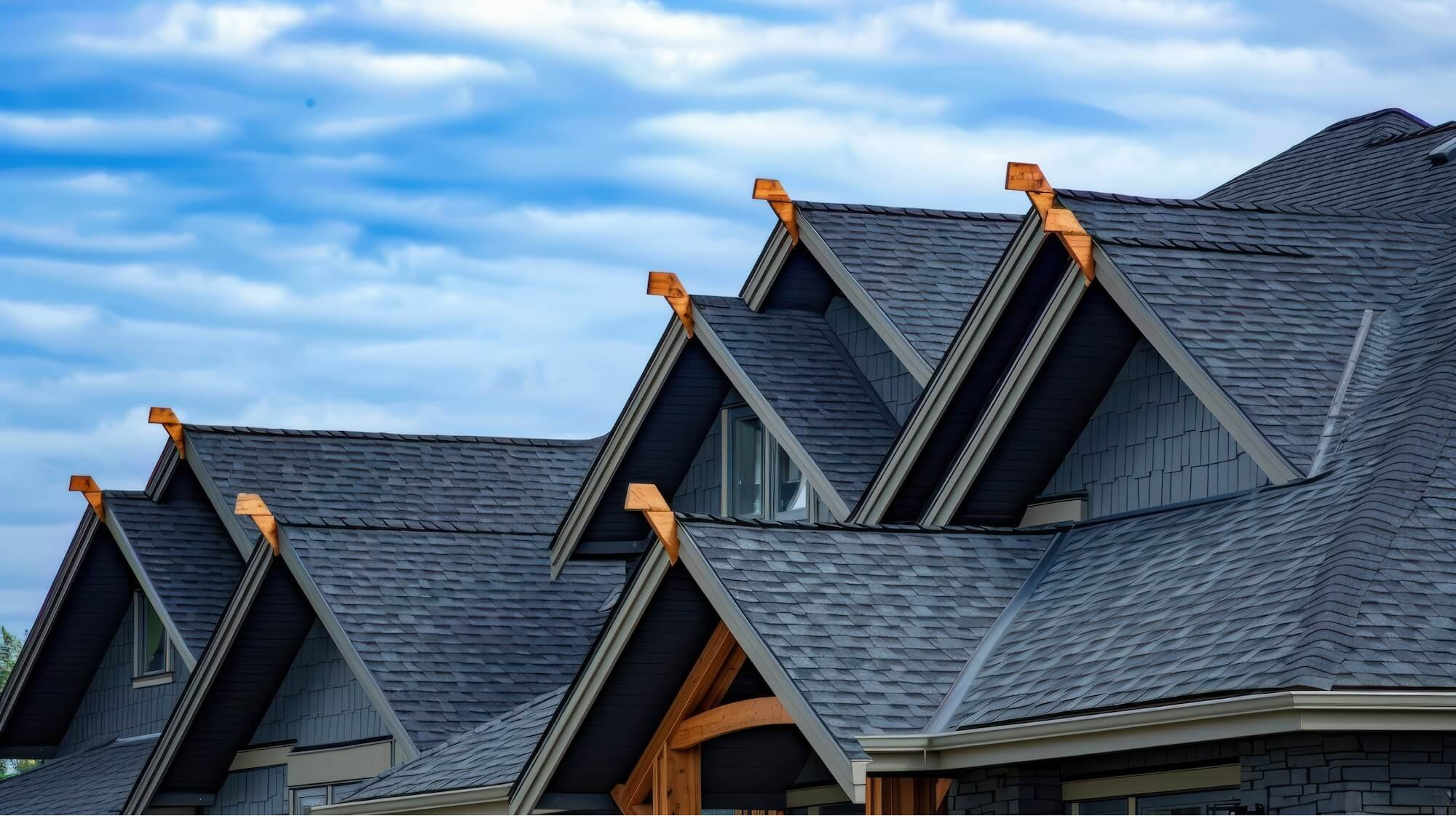 gray roof cloudy sky